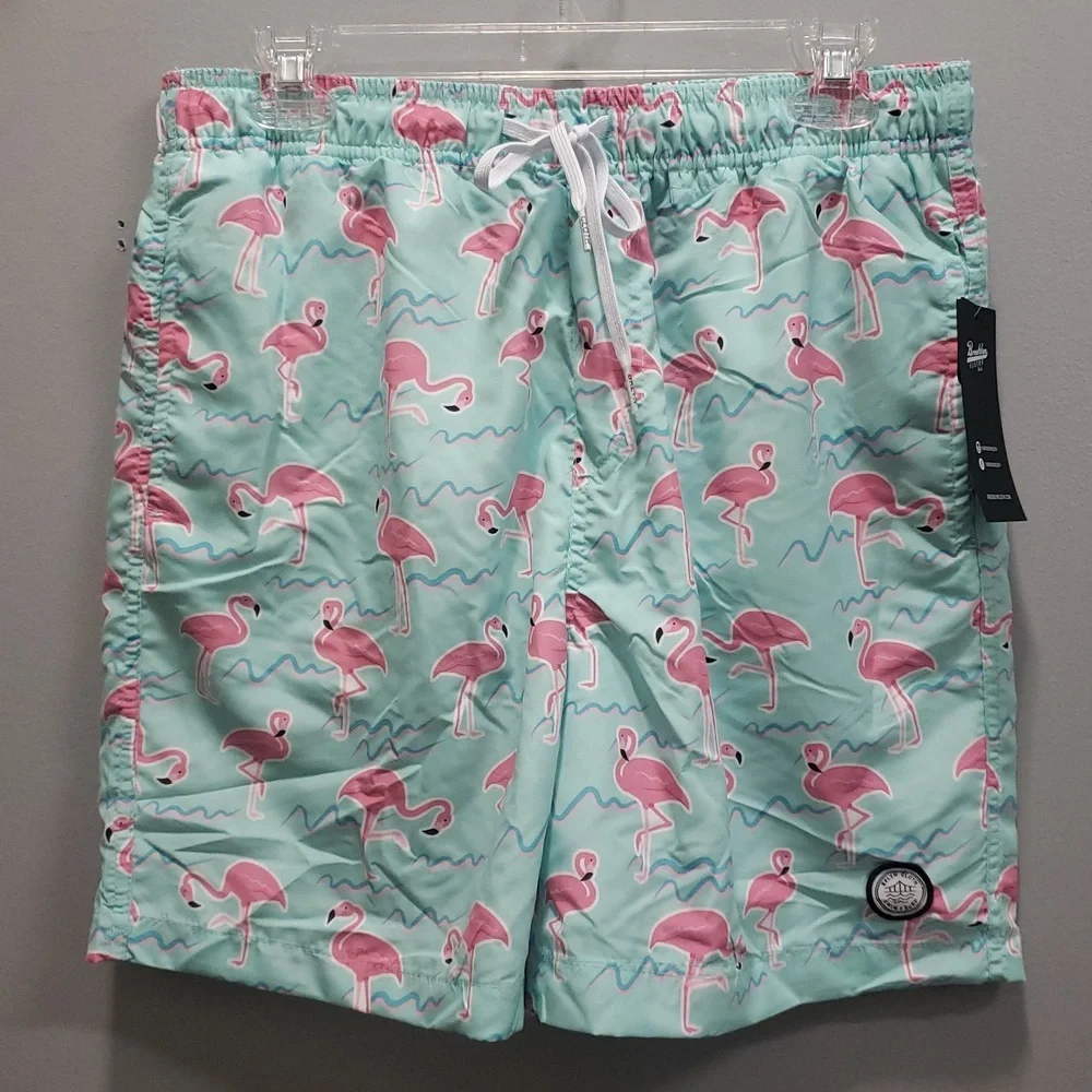 Brooklyn Cloth Kent Ave Volley Swim Trunks, Flamingo Pattern
